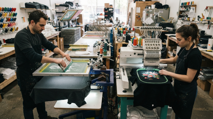 screen printing and embroidery