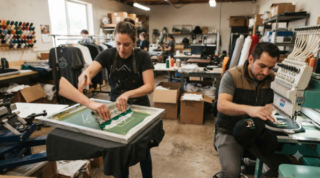 screen printing and embroidery Tshirts